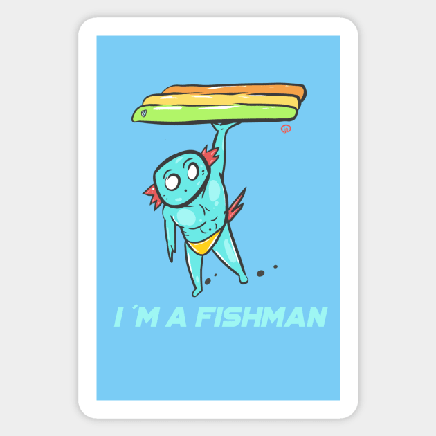 I am a fishman Sticker by Roningasadesign